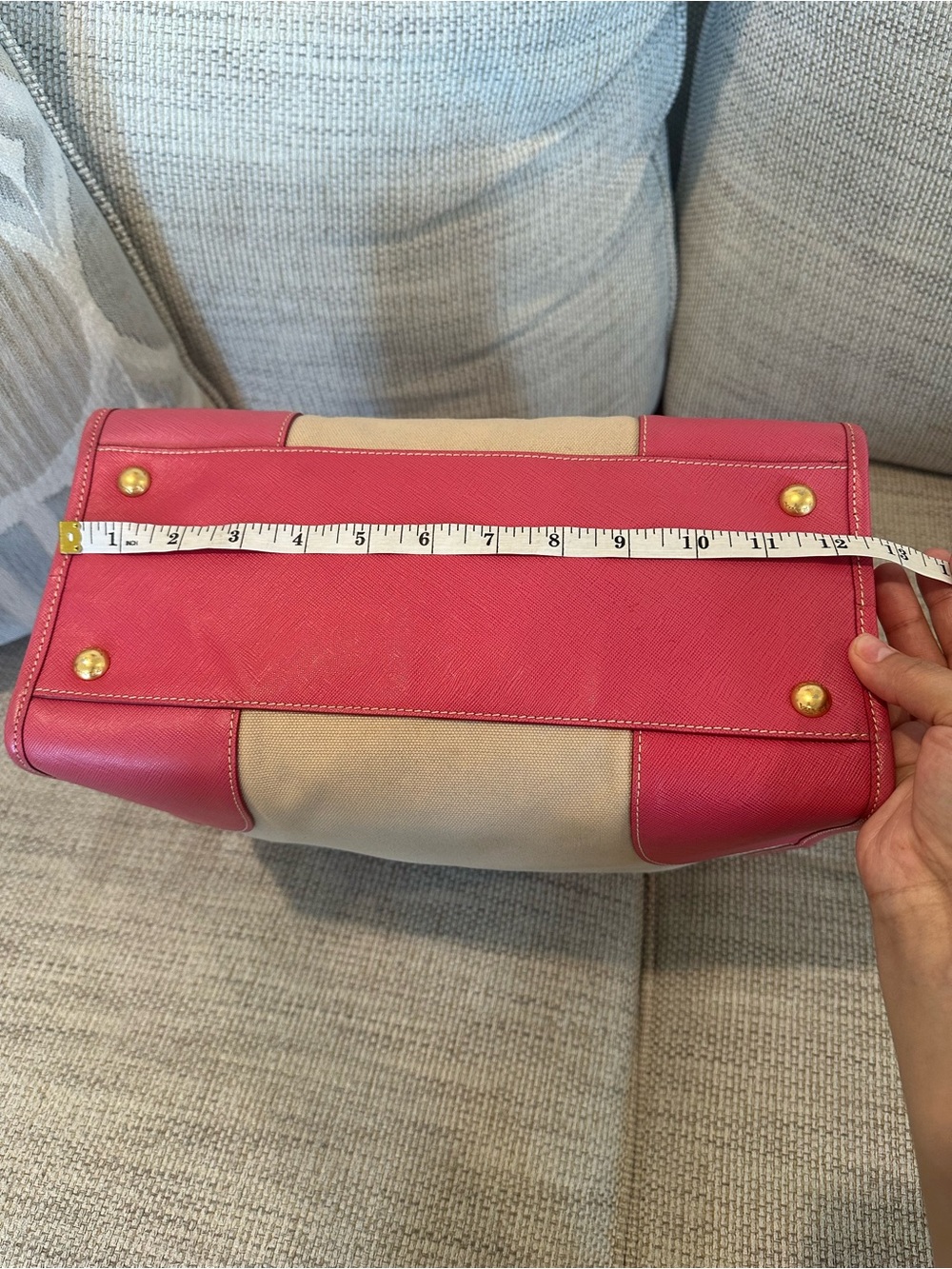 Prada Beige And Pink Canvas And Leather Tote - Picture 13 of 16
